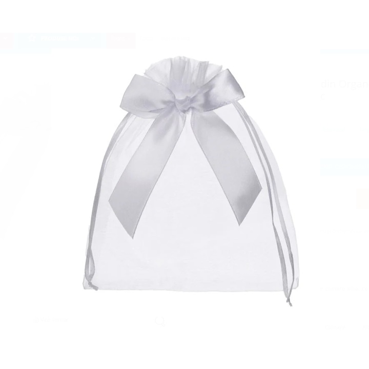 Set 10 Saculeti Cadou ZANOX®, Organza Alba, 15x19 cm, cu Fundita, pentru Marturii Nunta si Botez