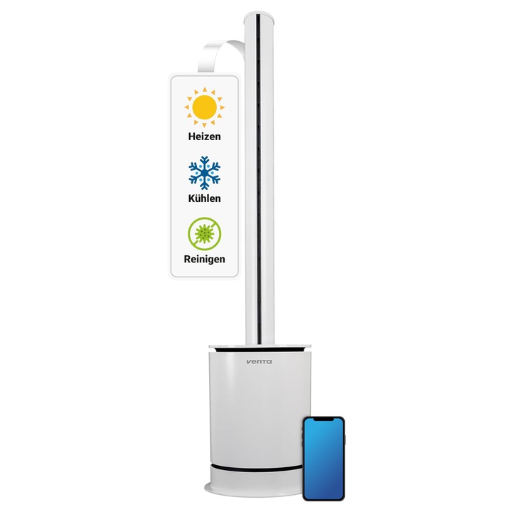 Venta AP100 Hybrid 3-in-1 purificator de aer, ventilator, radiator ventilator, filtru H13 indeparteaza 99, 97% praf fin, virusi, alergeni, Tehnologie UVC, pana la 70 m2, aplicatie si control vocal, senzori inteligenti