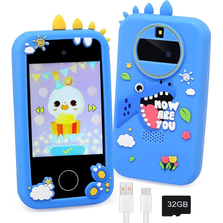 MP3 lejátszó 32 GB gyerekeknek, SANSES, hangszóró, FM rádió, ébresztőóra, egygombos felvétel, stopper funkció