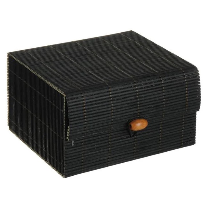 Cutie pentru depozitare din bambus negru, 13x12x8cm, compacta, cu capac
