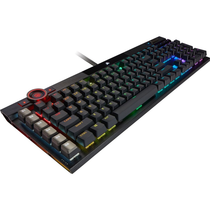 Tastatura Gaming Corsair K100 RGB, opto-mechanica, iluminare RGB, neagra, 100%