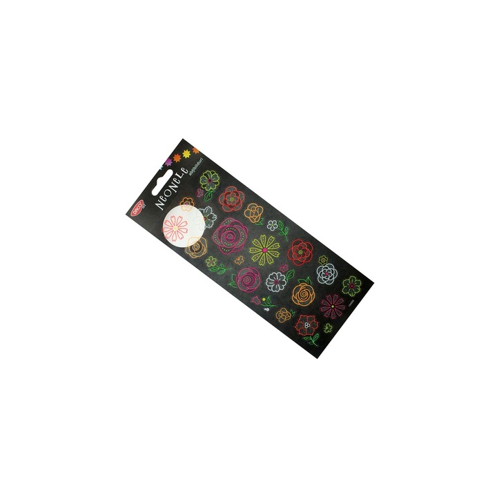 Abtibilduri decorative Flori Neonele, Multicolor, 10x23 cm, pentru obiecte personale si craft DACO sku28