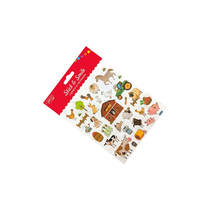 Abtibilduri decorative Ferma, Multicolor, 15x16.6 cm, pentru Caiete si Proiecte Creative DACO ART sku28