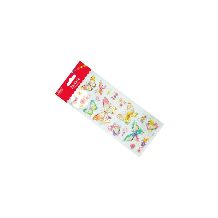 Stickere decorative Fluturi Fantezia, 10x23 cm, Multicolor, pentru diverse suprafete DACO sku28