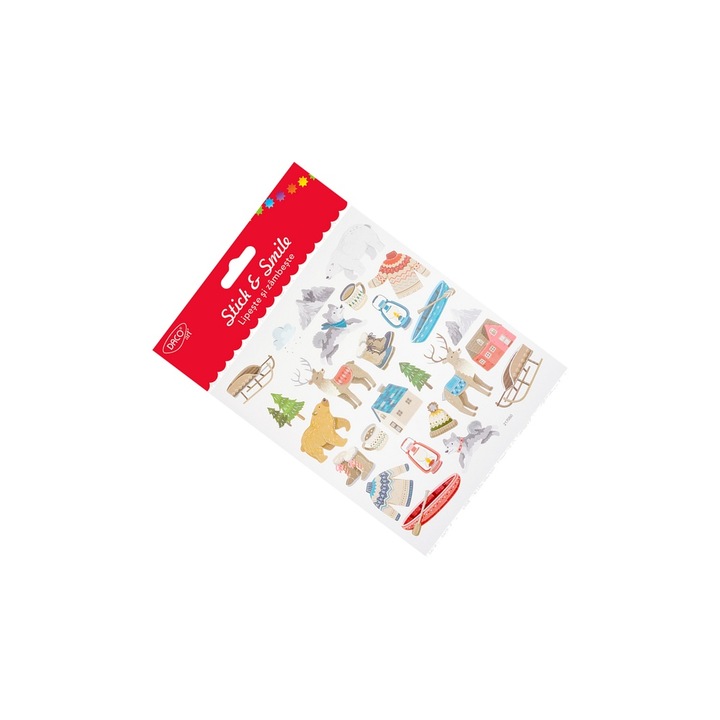 Set Abtibilduri Decorative, Tematica Iarna cu Animale si Peisaje, 15x16.6 cm, pentru Diverse Suprafete DACO sku28