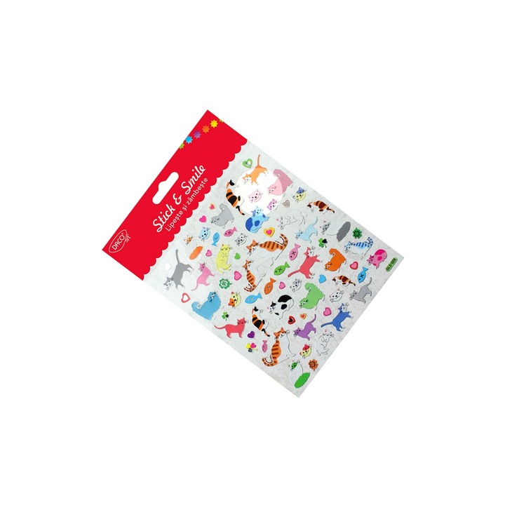 Set Abtibilduri Decorative Pisici Multicolore, 15x16.6 cm, Lucios, pentru Caiete si DIY DACO ART sku28