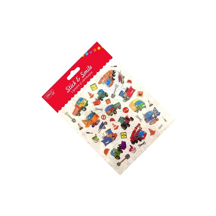 Abtibilduri Lipeste si Zambeste cu Masini si Unelte, Multicolor, 15 x 16.6 cm, pentru Suprafete Nete DACO sku11
