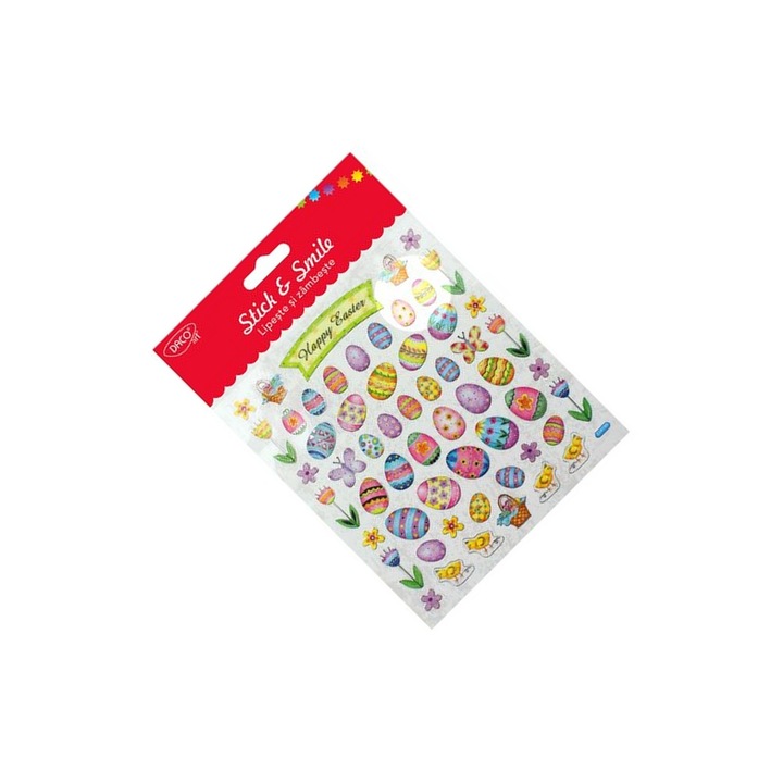 Abtibilduri decorative Lipeste si Zambeste, Oua de Paste, Multicolor, 15 x 16.6 cm DACO sku11
