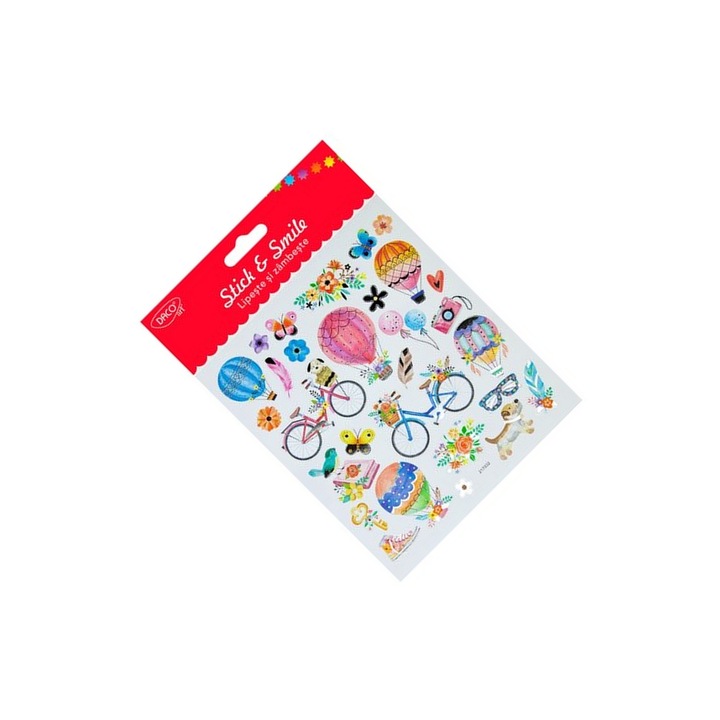 Stickere Decorative Stick & Smile cu Biciclete si Flori, Multicolor, 15x16.6 cm DACO ART sku11
