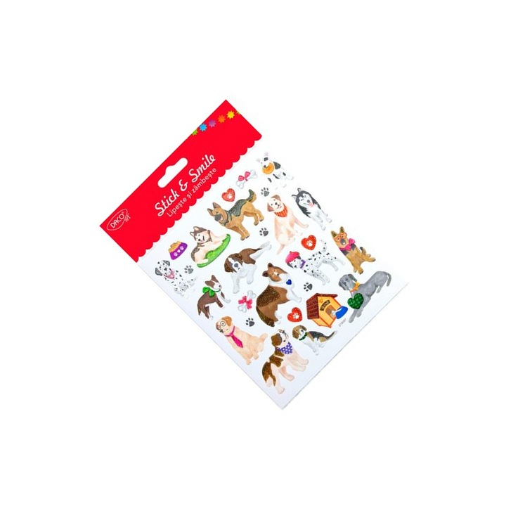 Abtibilduri decorative Lipeste si Zambeste cu Caini, Multicolor, 15x16.6 cm, pentru Caiete si Jurnale DACO ART sku11
