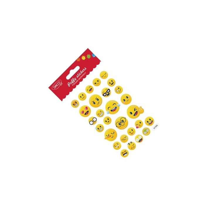 Set Abtibilduri Pufoase Smileys, Emoji Colorate, 10x16 cm, Autoadezive pentru Diverse Suprafete DACO ART sku11