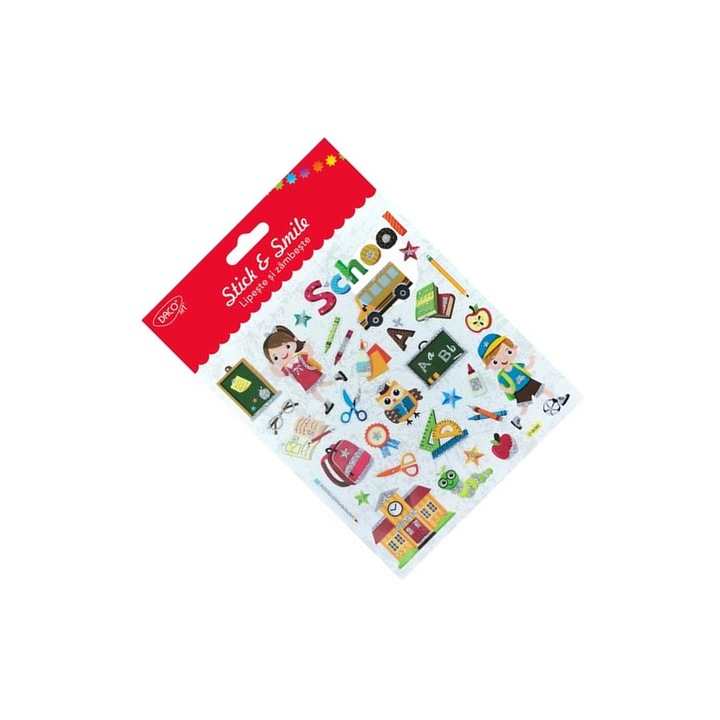 Stickere decorative scolare - Lipeste si Zambeste, Multicolor, 15x16.6 cm DACO ART sku11