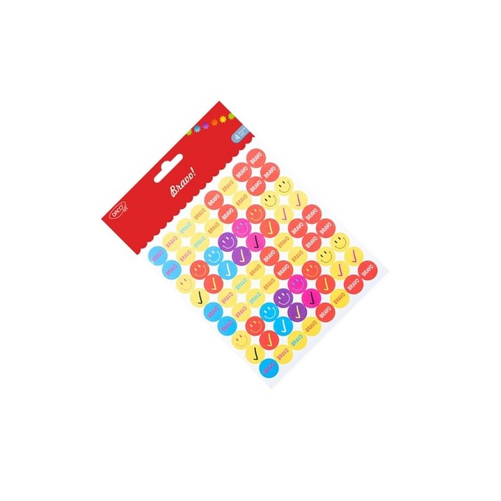 Set stickere decorative Bravo, cu emoji si mesaje pozitive, 4 coli, 15x16.6 cm DACO ART sku11
