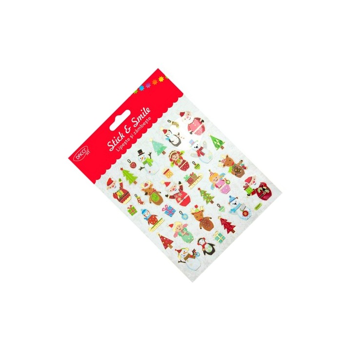 Abtibilduri Decorative de Craciun, Figurine Vesele, Multicolor, 15x16.6 cm DACO ART sku11