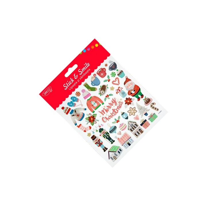 Abtibilduri decorative 'Cozy Lipeste si Zambeste' cu tematica de Craciun si Iarna, 15x16.6 cm, pentru diverse suprafete DACO ART sku11