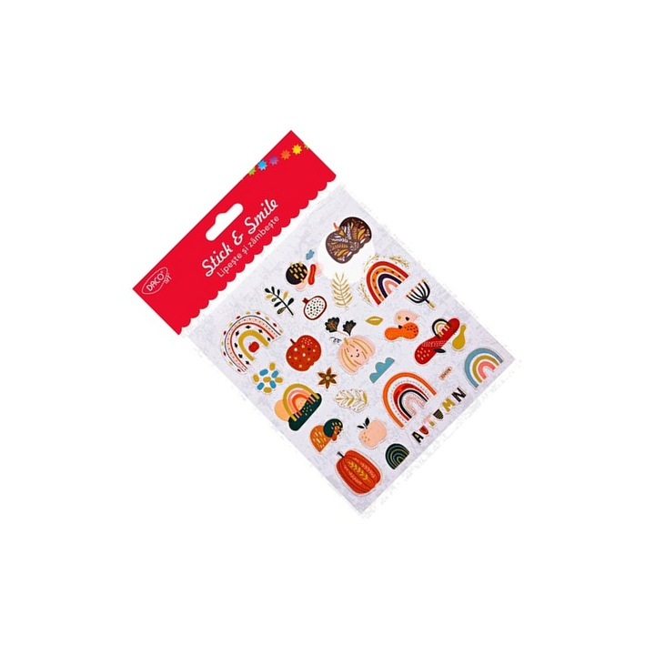 Set Abtibilduri Decorative Toamna Minimalista, Multicolor, pentru Hartie si Carton, 15 x 16.6 cm DACO sku11