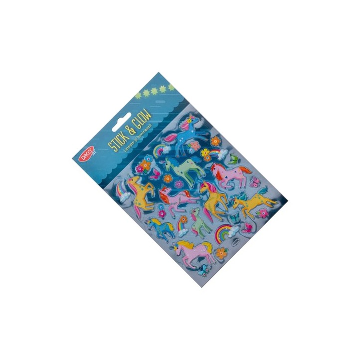 Stickere decorative fosforescente Unicorn, Multicolor, 15 x 16.6 cm DACO ART sku11
