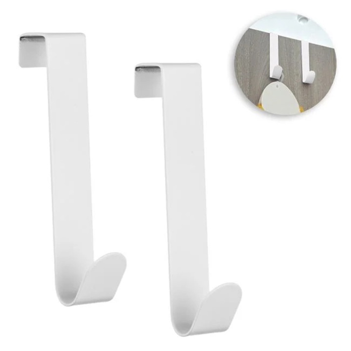 Set 2 Bucati Carlige Metalice Albe pentru Usa si Dulap 2x12cm