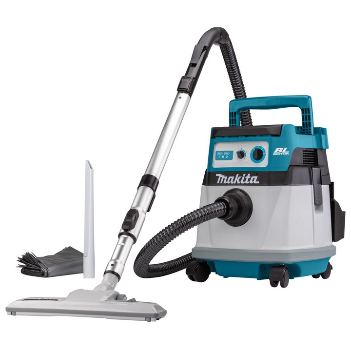 Aspirator industrial fara fir Makita DVC155LZX2, 2x18V, 15L, rezistent la apa si praf, 366x334x421mm