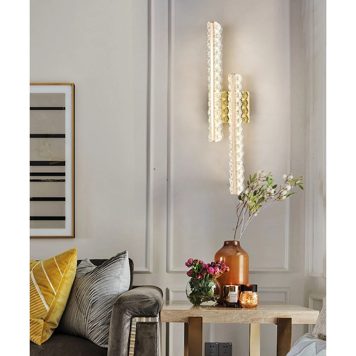 LED RFAN Lámpa, B6924 Modell, Kristály Textúra, 3 Fényfajta, 10W, Arany