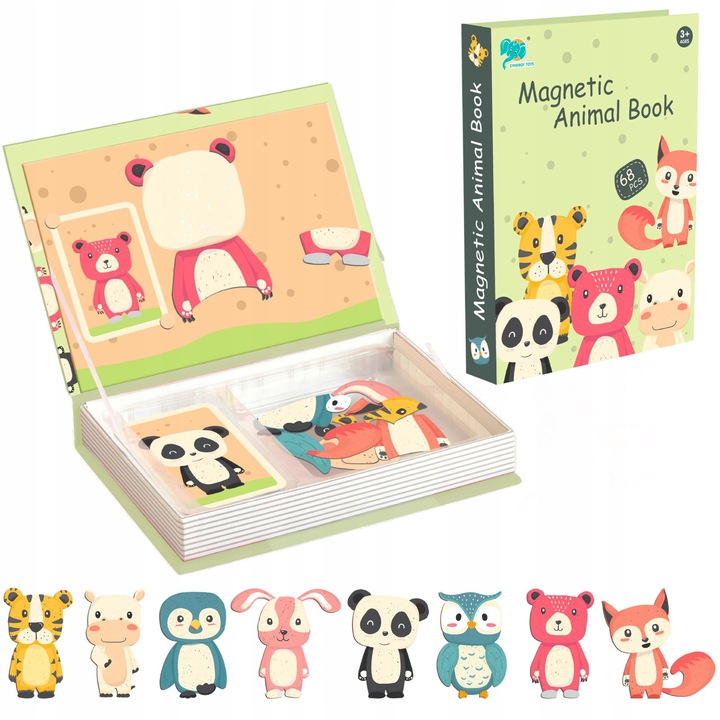 Puzzle Montessori set 68 elemente, animale, dimensiuni 26x19x4cm