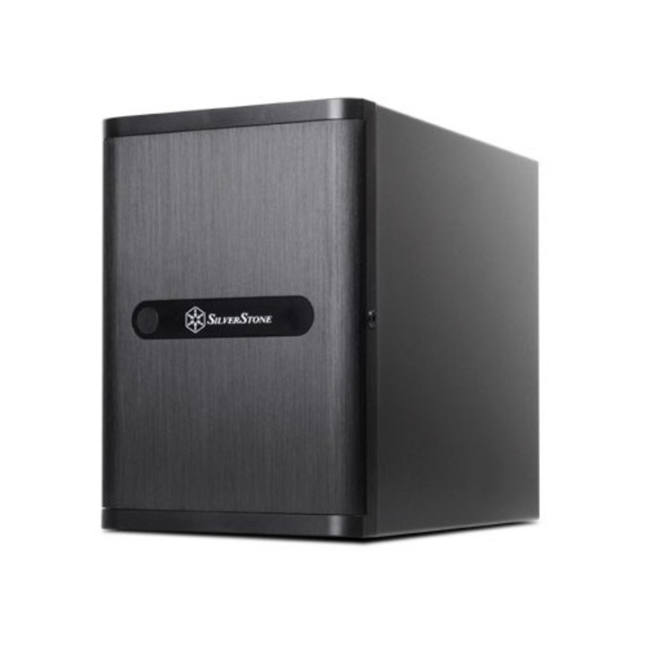 Carcasa Silverstone SST-DS380B, neagra, 285x211x360mm, din otel inoxidabil si aluminiu, cu LED-uri