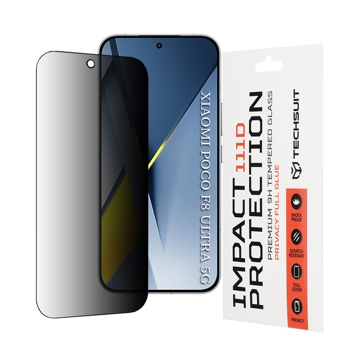 Folie pentru Xiaomi Poco F8 Ultra - Techsuit 111D Privacy FullA Glue - Black