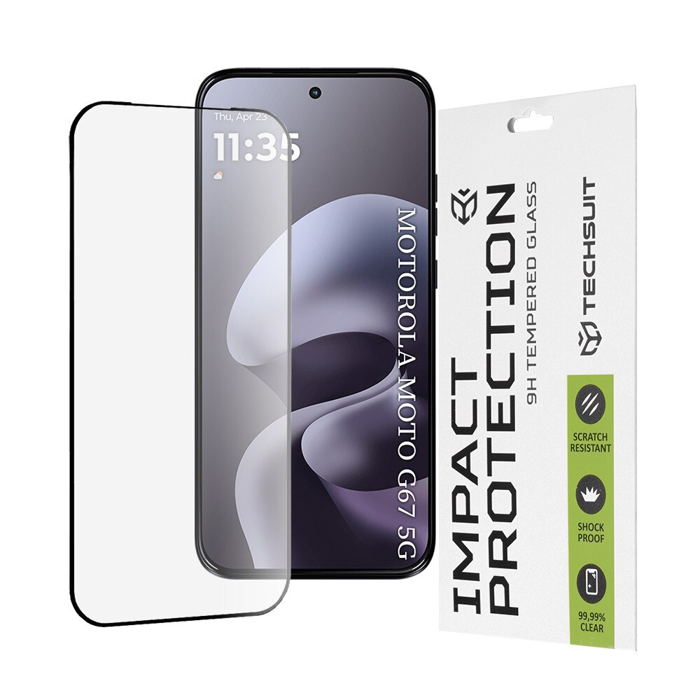 Folie pentru Motorola Moto G77 / G67 - Techsuit 111D Full Cover / Full Glue Glass - Black