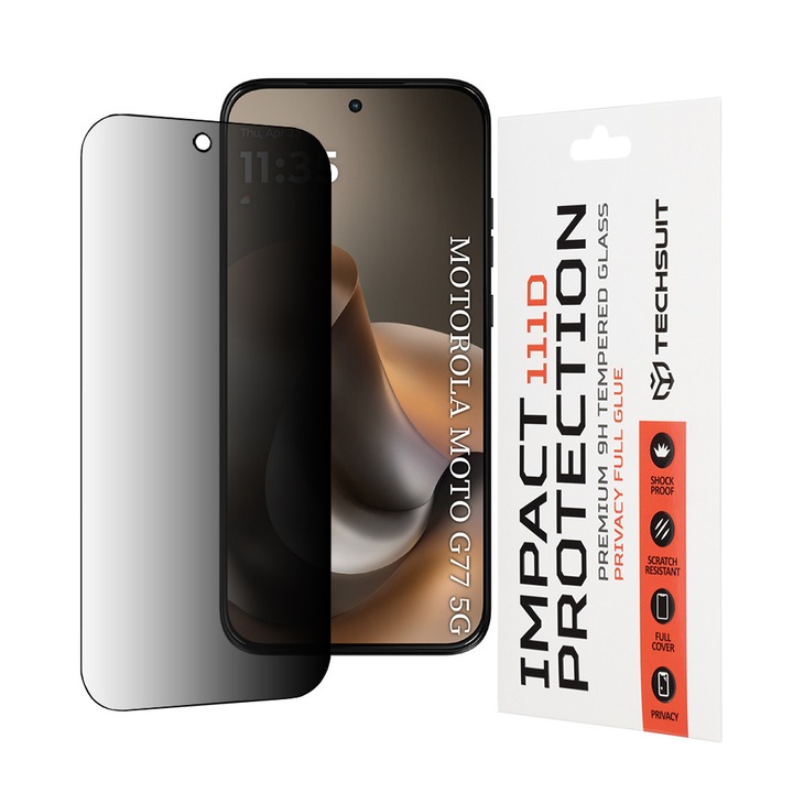 Folie pentru Motorola Moto G77 / G67 - Techsuit 111D Privacy FullA Glue - Black