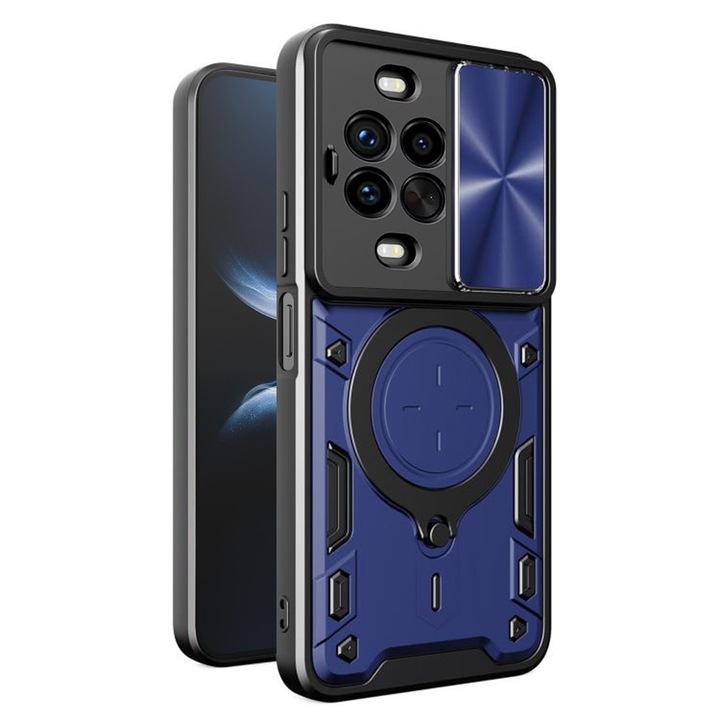 Husa LensCover KickStand pentru Huawei nova 14 Pro, Inel Magnetic, Strong Shock Absortion, Design Fusion Protect, Drop Protection, Albastru