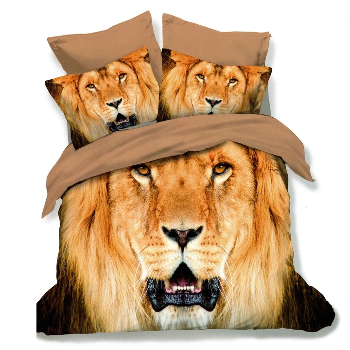 Lenjerie de pat finet 3D Ralex, 6 piese, imprimeu floral, multicolor, 240x260cm