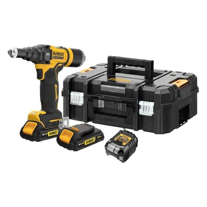 Nituitor DeWALT 10 kN, 25 mm, 2 acumulatori 2 Ah, 18 V, 1,6 kg