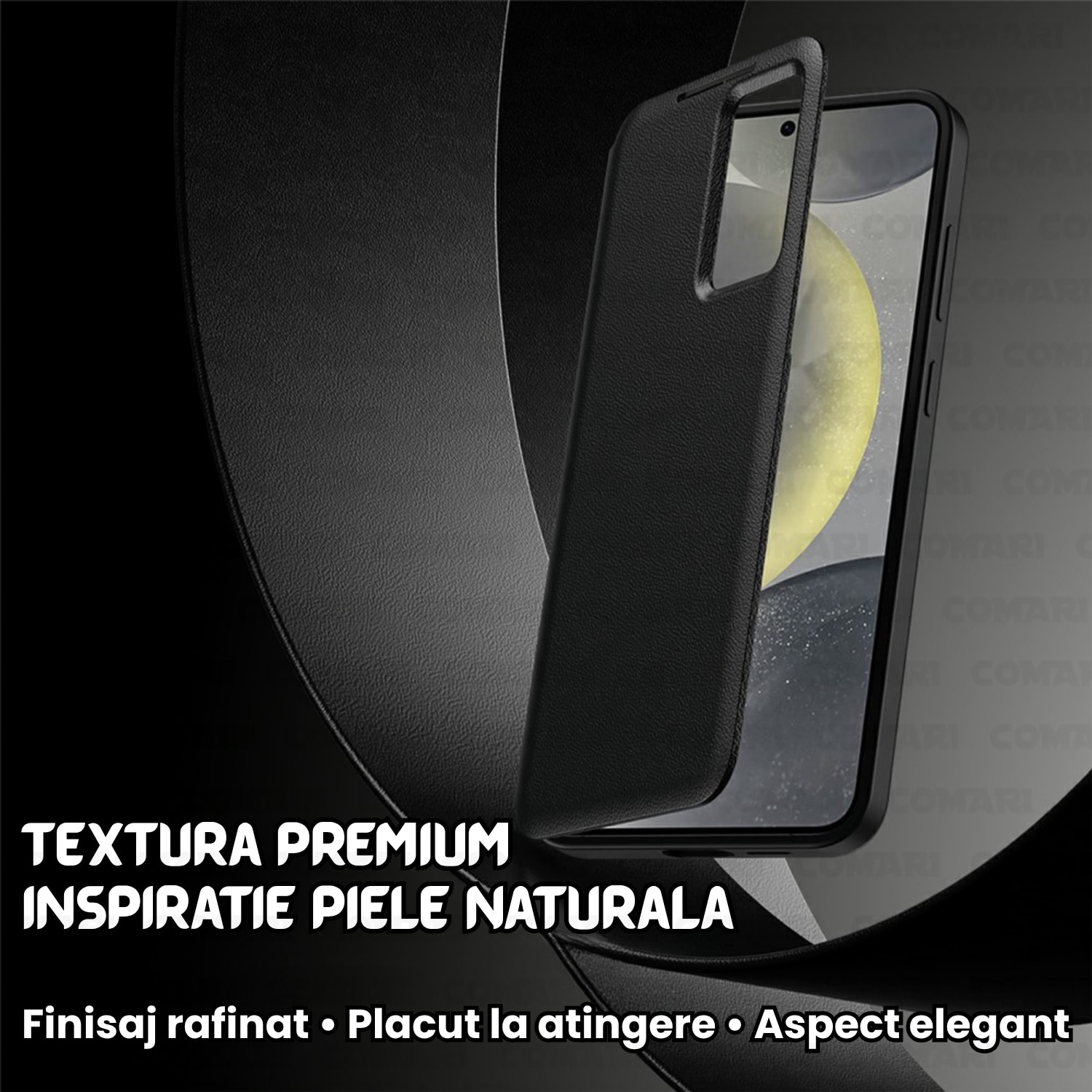 Husa flip pentru Samsung Galaxy S26 Ultra Comari® VisionCover, fereastra smart view, protectie 360°, piele ecologica premium, Negru