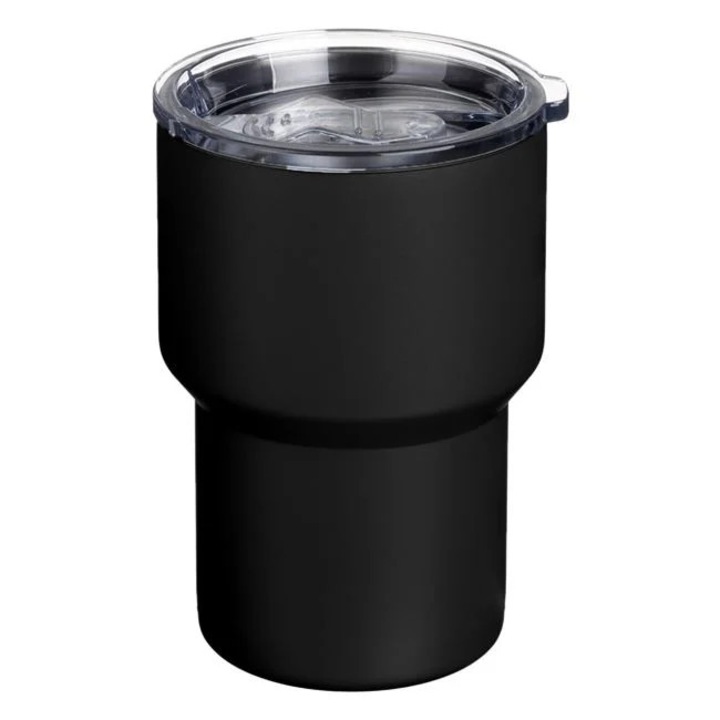 Pahar Termos Metalic Negru cu capac transparent, Mat, 400ml