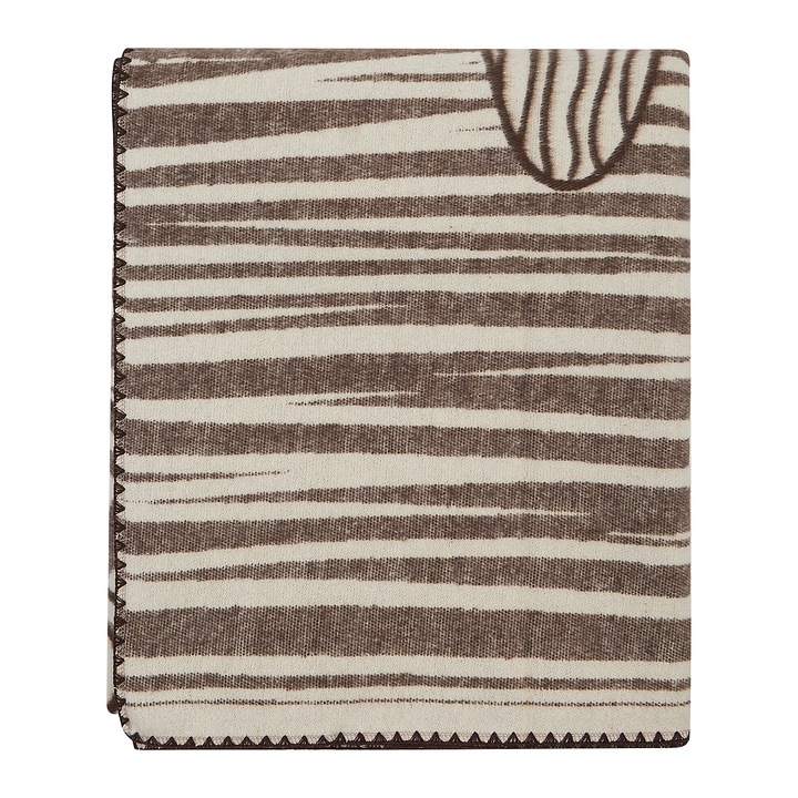 Pled din bumbac 100%, Cozy Blankets, 190x205 cm, alb/maro, utilizare universala