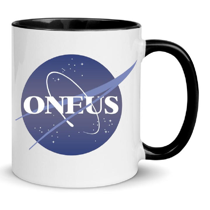 Cana ONEUS Boy Band No1 330ml Ceramica Alba si Neagra - Design Premium, Rezistenta la Masina de Spalat, Ideala pentru Cafea si Ceai