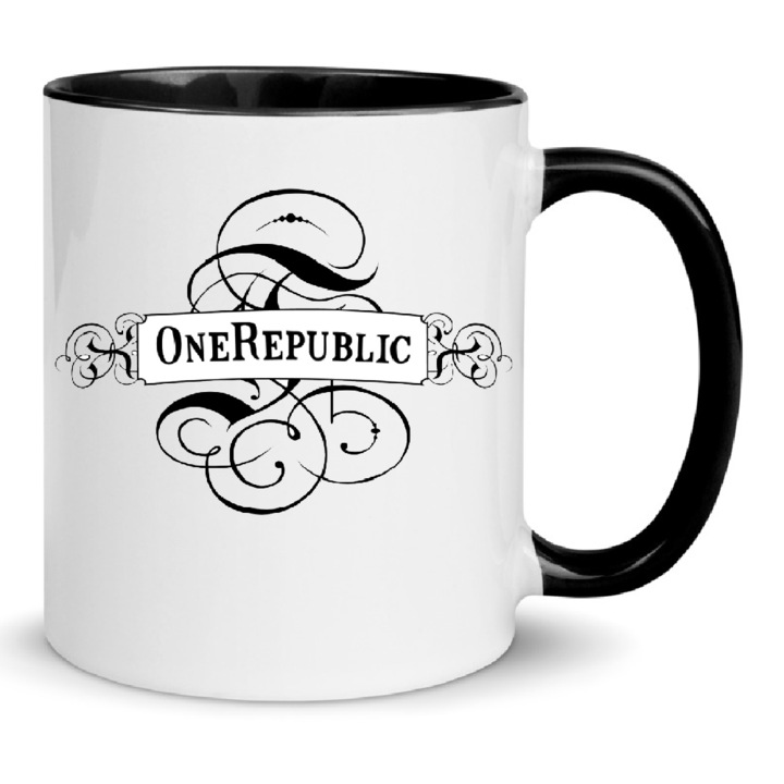 Cana OneRepublic No7 330ml ceramica alba si neagra, design modern, rezistent la masina de spalat vase