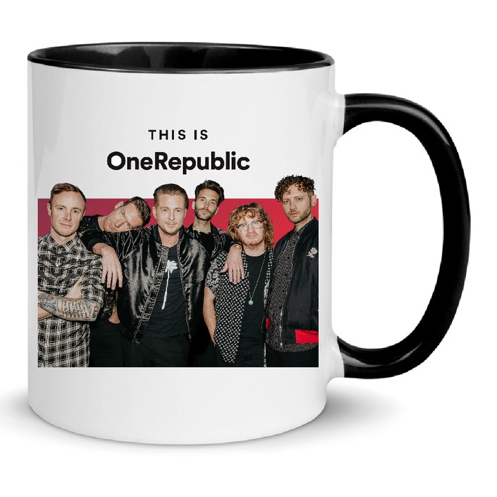 Cana OneRepublic No8 330ml ceramica alba si neagra, design modern, rezistent la masina de spalat vase