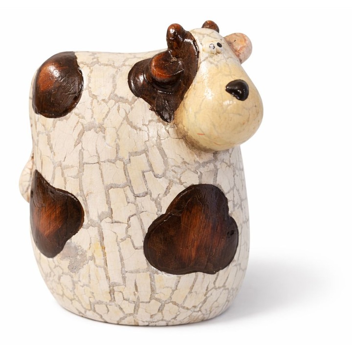 Bibelou vaca decorativ, ceramica, design rustic, pentru living sau bucatarie