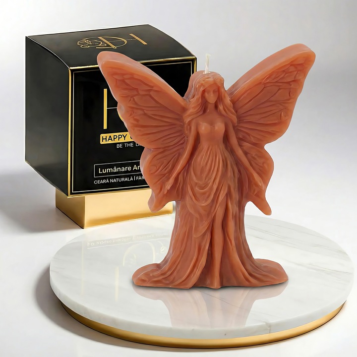 Свещ от естествен пчелен восък, Happy Candles, Zana, Coral, Ръчно изработена, 70гр