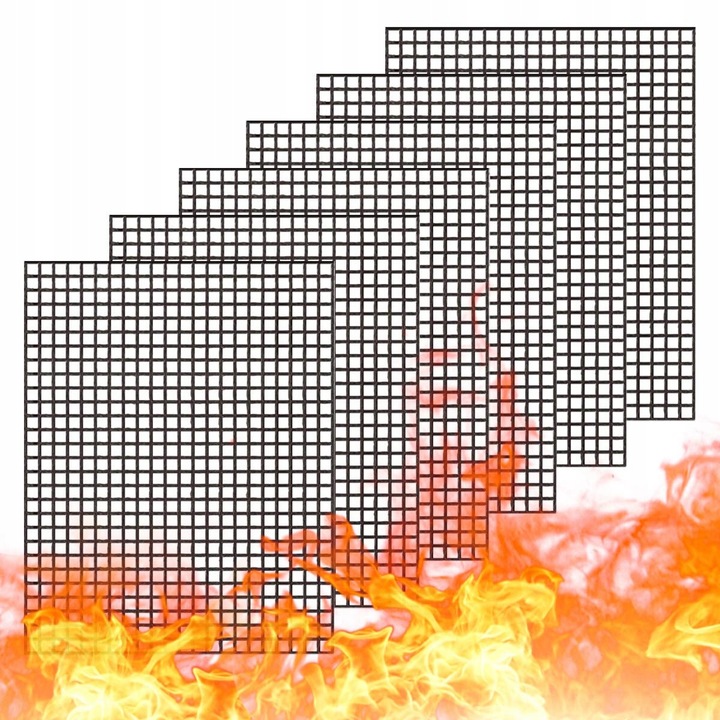 Set 6 covorase pentru gratar, Inny, rezistenta la temperaturi de pana la 260°C, reutilizabila, usor de curatat