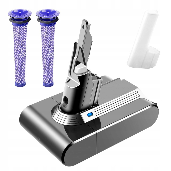 Baterie de schimb pentru aspirator Dyson V7, 21.6 V, 3000 mAh, cu 2 filtre, compatibila cu V7 Trigger, V7 Motorhead Pro, V7 Fluffy, V7 Mattress