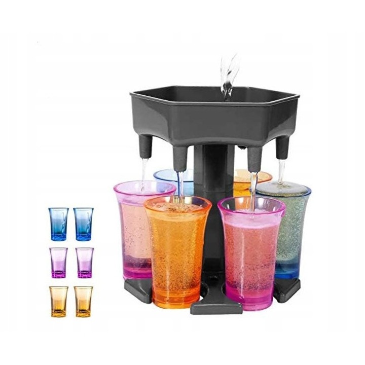 Dozator de bauturi pentru 6 shot-uri, Polipropilena, usor de transportat, multicolor
