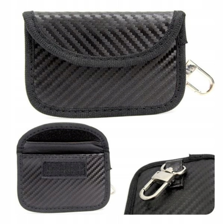 Etui protectie pentru chei auto, blocare semnal radio, 10.3x7cm, negru