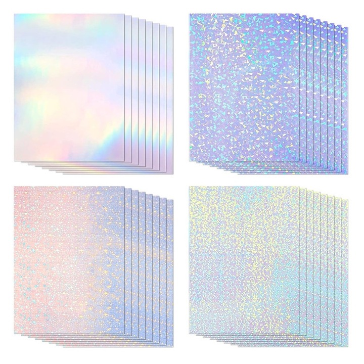 Set 32 foi A4 autocolante holografice, diverse modele, 29.7x21cm