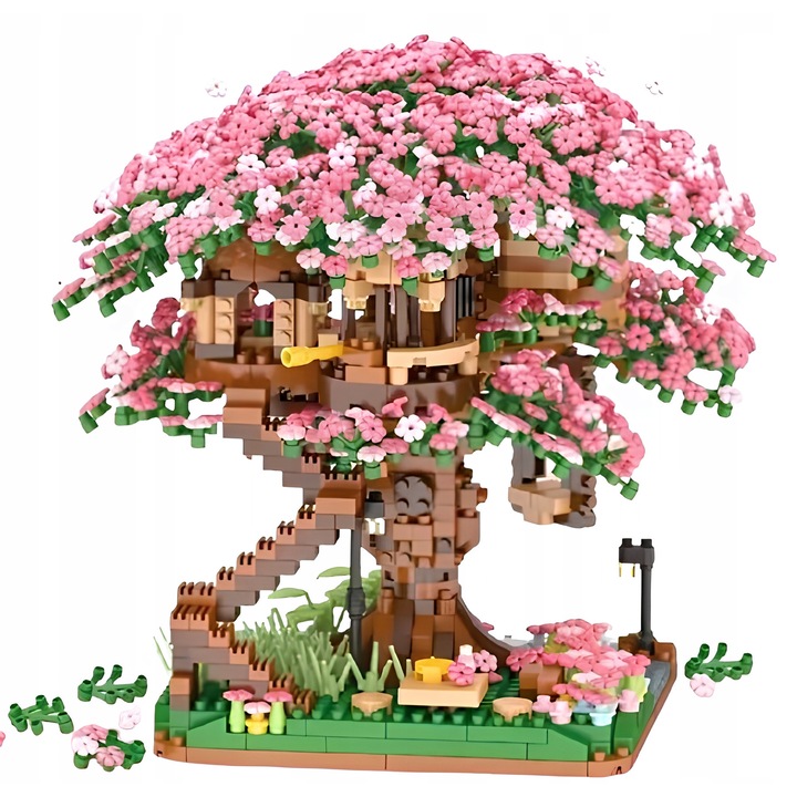 Set puzzle 3D copac japonez, 2008 elemente, 15x16x10cm, multicolor