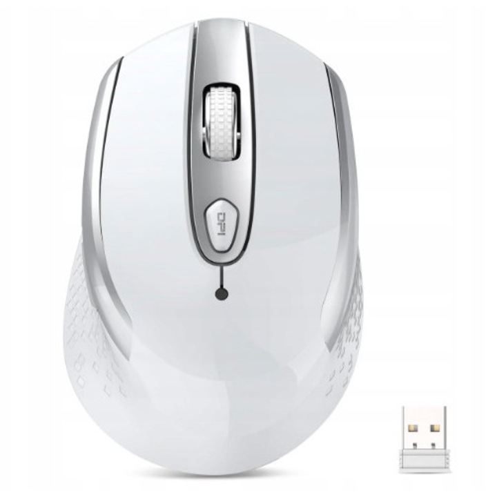 Mouse wireless 2,4G, 6 butoane, alb, compatibilitate universala