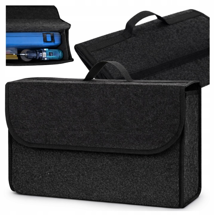 Filc autós rendszerező, rakétás, összecsukható, fedéllel, 30x45cm, többszínű