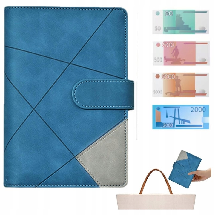 Planer bugetar A6, 26 elemente, cu etui din piele, multicolor, set organizator financiar