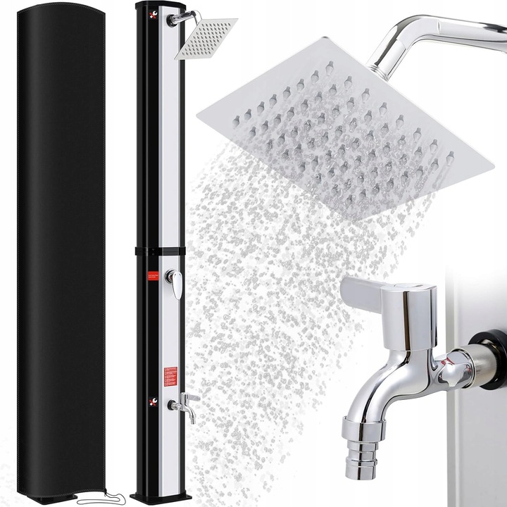 Dus solar cu cap de dus rotativ 360, 35/40L, inaltime 217/225cm, negru